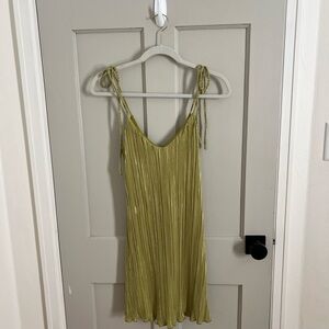 Le Lis Olive Pleated Dress with Straps